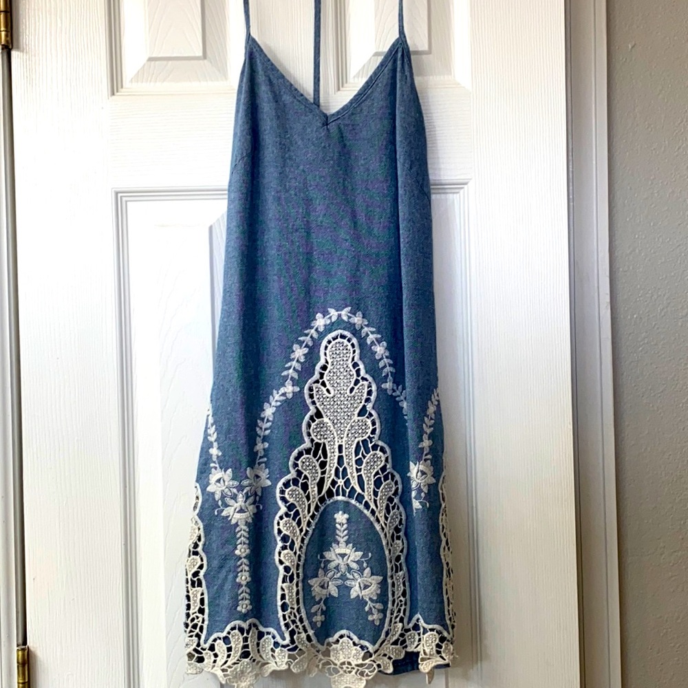 Denim and lace dress